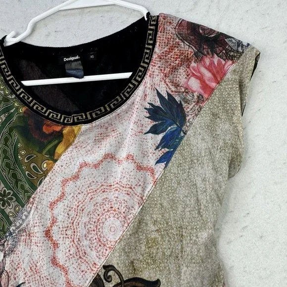 Desigual Womens Artsy Mixed Print Floral Art To Wear XS Garden Fairy Top Lined - Picture 11 of 12